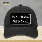 My Next Husband NoveltyNovelty License Plate Hat Unconstructed Cotton / Black