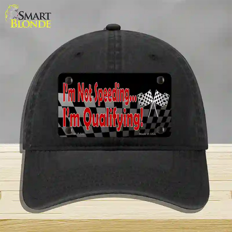 Im Qualifying Novelty License Plate Hat Unconstructed Cotton / Black