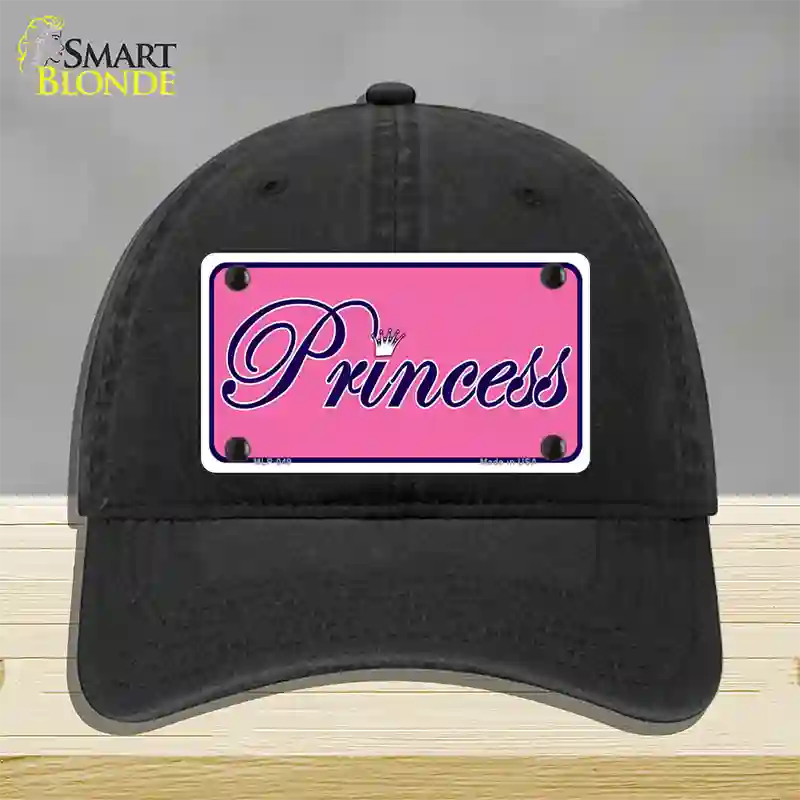 Pink Princess Tiara Novelty License Plate Hat Unconstructed Cotton / Black