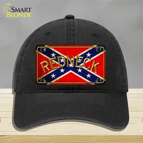 Redneck Confederate Flag Novelty License Plate Hat Unconstructed Cotton / Black