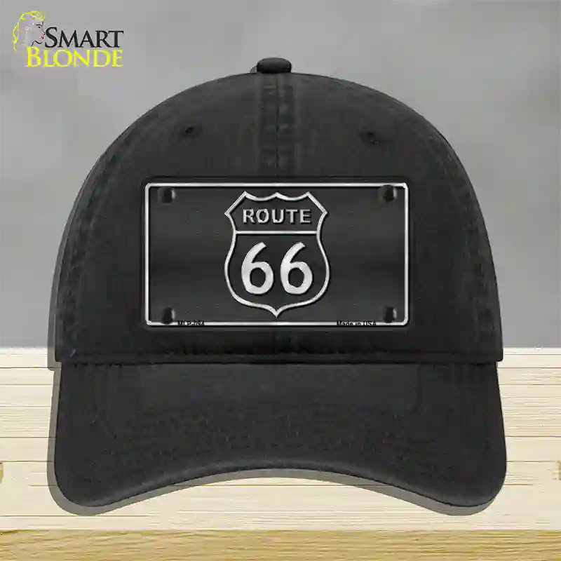 Route 66 Shield Black Novelty License Plate Hat Unconstructed Cotton / Black