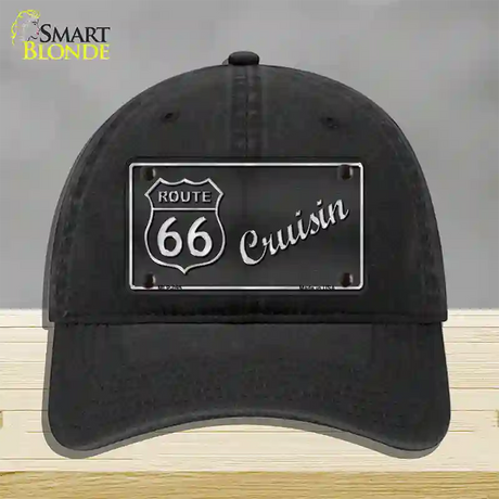 Route 66 Cruisin Novelty License Plate Hat Unconstructed Cotton / Black