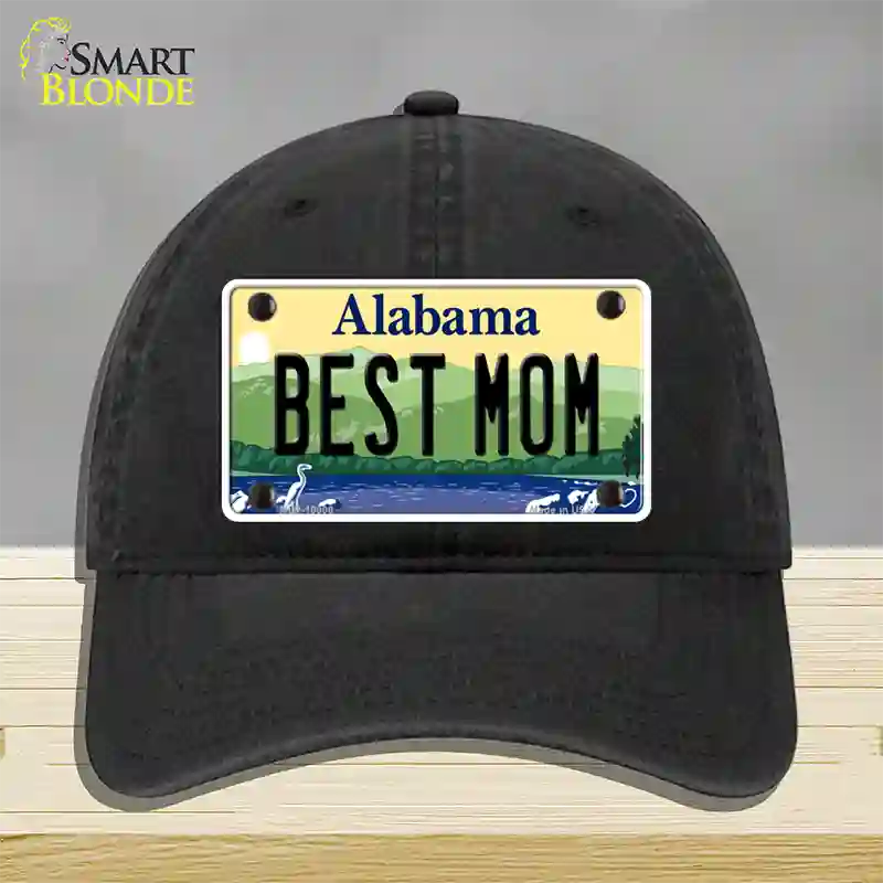 Best Mom Alabama Novelty License Plate Hat Unconstructed Cotton / Black