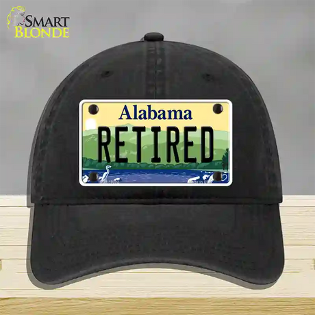 Retired Alabama Novelty License Plate Hat Unconstructed Cotton / Black