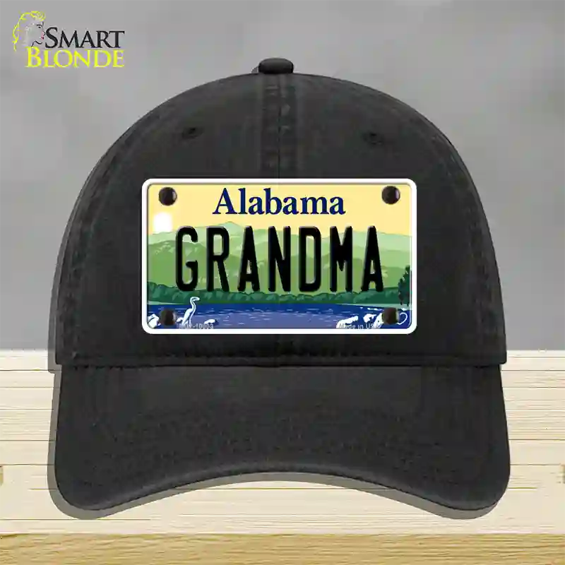 Grandma Alabama Novelty License Plate Hat Unconstructed Cotton / Black