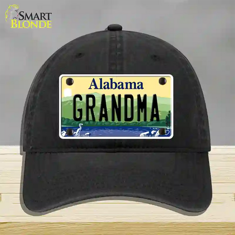 Grandma Alabama Novelty License Plate Hat Unconstructed Cotton / Black