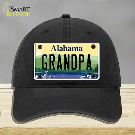 Grandpa Alabama Novelty License Plate Hat Unconstructed Cotton / Black