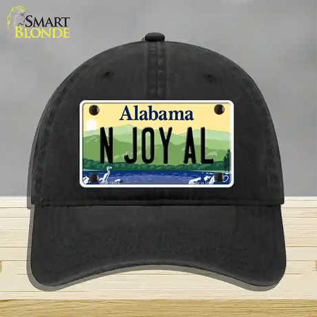 N Joy AL Alabama Novelty License Plate Hat Unconstructed Cotton / Black