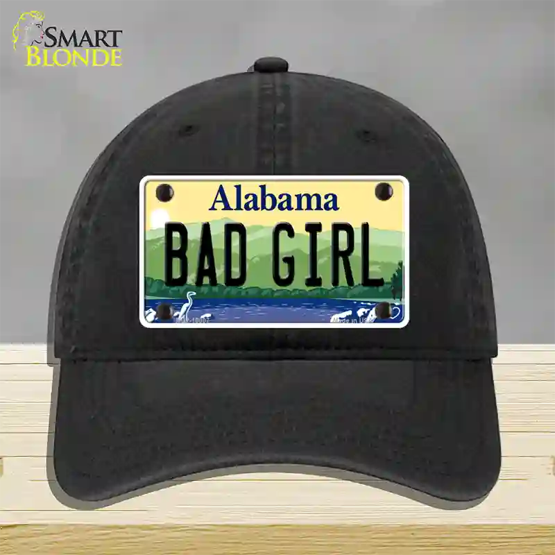 Bad Girl Alabama Novelty License Plate Hat Unconstructed Cotton / Black