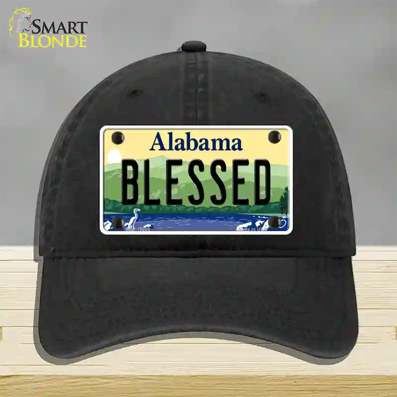 Blessed Alabama Novelty License Plate Hat Unconstructed Cotton / Black