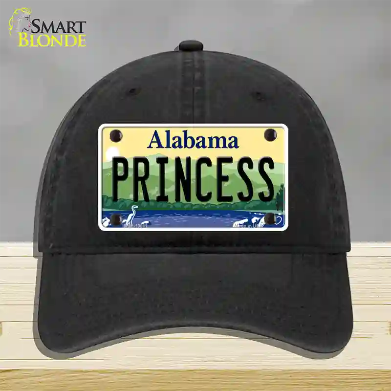 Princess Alabama Novelty License Plate Hat Unconstructed Cotton / Black