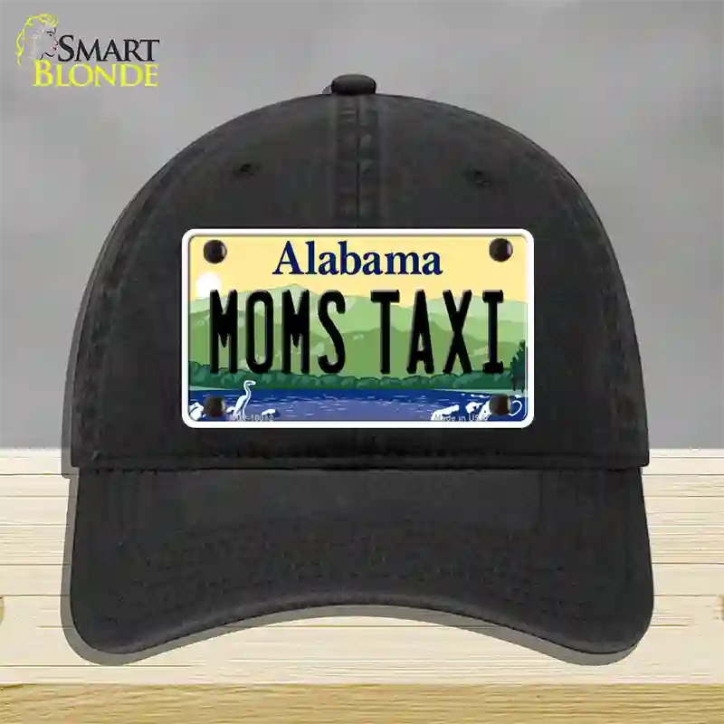 Moms Taxi Alabama Novelty License Plate Hat Unconstructed Cotton / Black