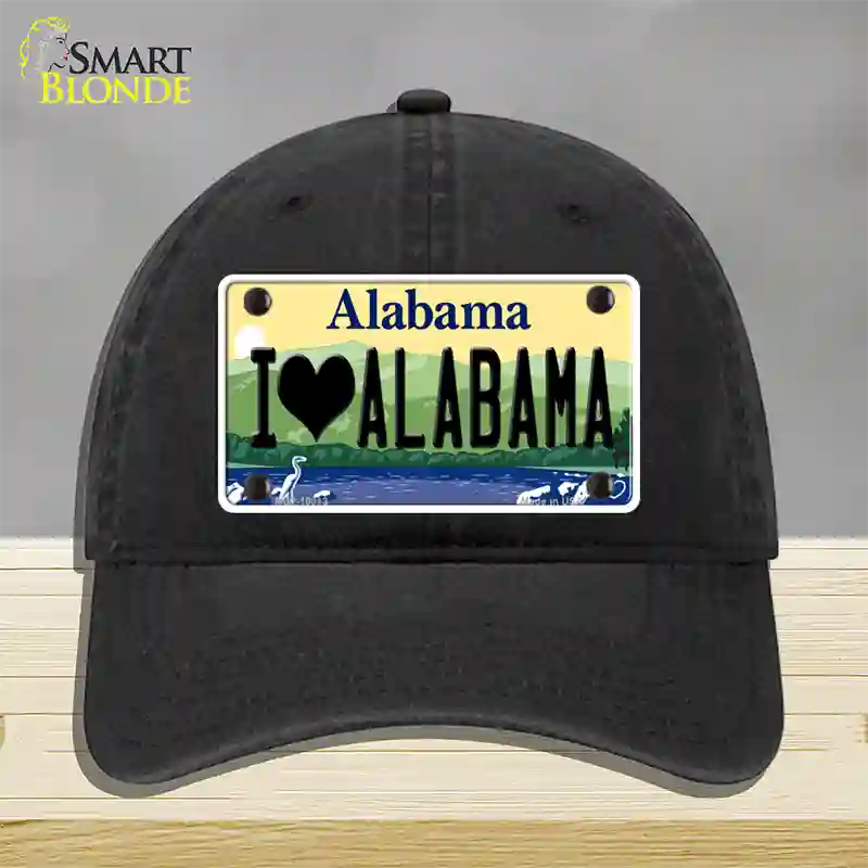 I Love Alabama Novelty License Plate Hat Unconstructed Cotton / Black