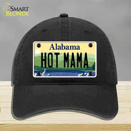 Hot Mama Alabama Novelty License Plate Hat Unconstructed Cotton / Black