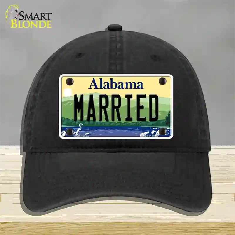 Married Alabama Novelty License Plate Hat Unconstructed Cotton / Black