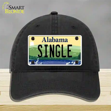 Single Alabama Novelty License Plate Hat Unconstructed Cotton / Black