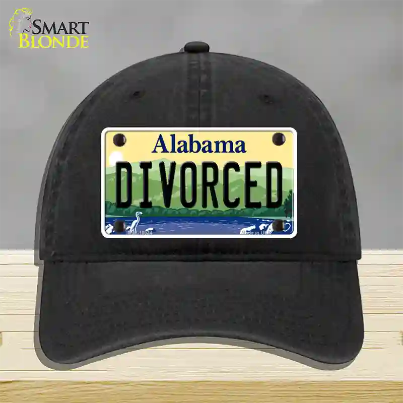 Divorced Alabama Novelty License Plate Hat Unconstructed Cotton / Black