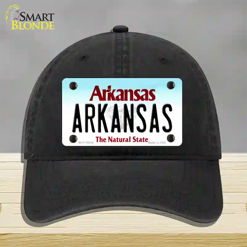 Arkansas Diamond Novelty License Plate Hat Unconstructed Cotton / Black