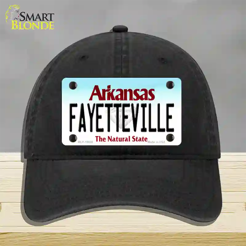 Fayetteville Arkansas Novelty License Plate Hat Unconstructed Cotton / Black