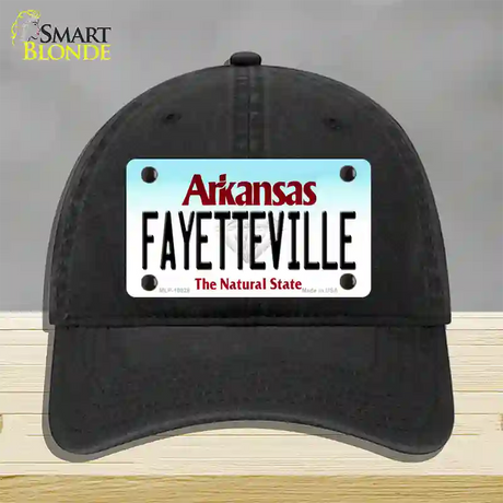 Fayetteville Arkansas Novelty License Plate Hat Unconstructed Cotton / Black