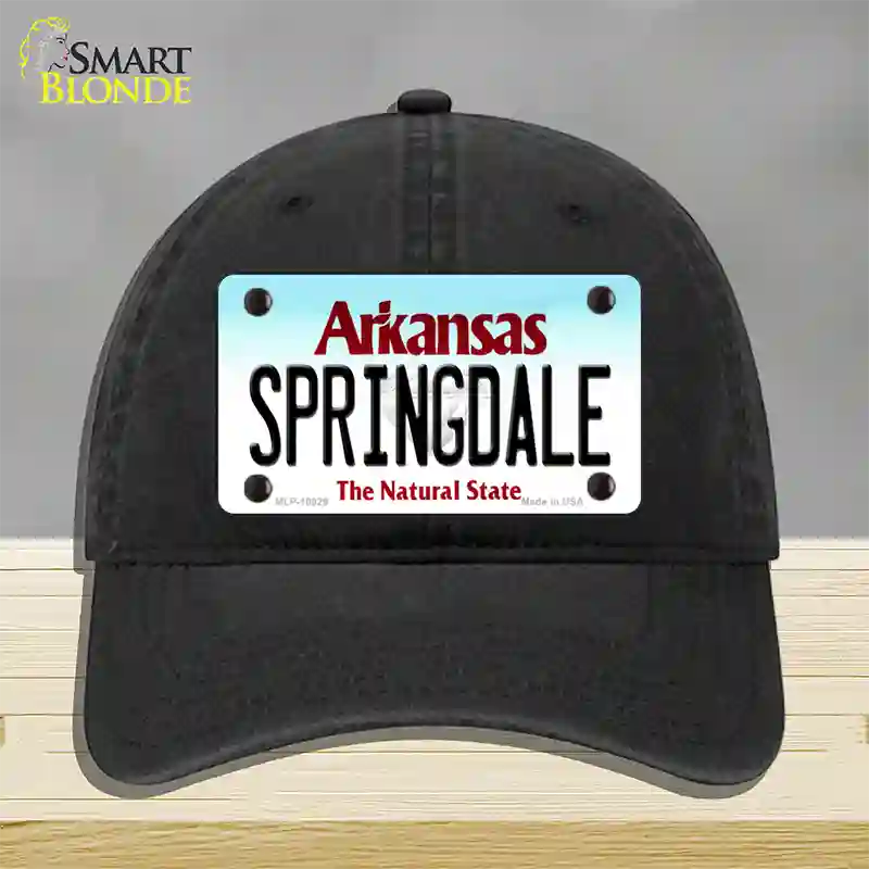 Springdale Arkansas Novelty License Plate Hat Unconstructed Cotton / Black