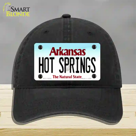 Hot Springs Arkansas Novelty License Plate Hat Unconstructed Cotton / Black