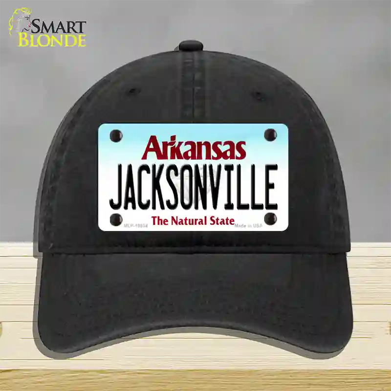 Jacksonville Arkansas Novelty License Plate Hat Unconstructed Cotton / Black