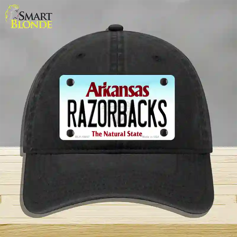 Razorbacks Arkansas Novelty License Plate Hat Unconstructed Cotton / Black