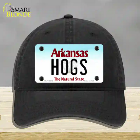 Hogs Arkansas Novelty License Plate Hat Unconstructed Cotton / Black