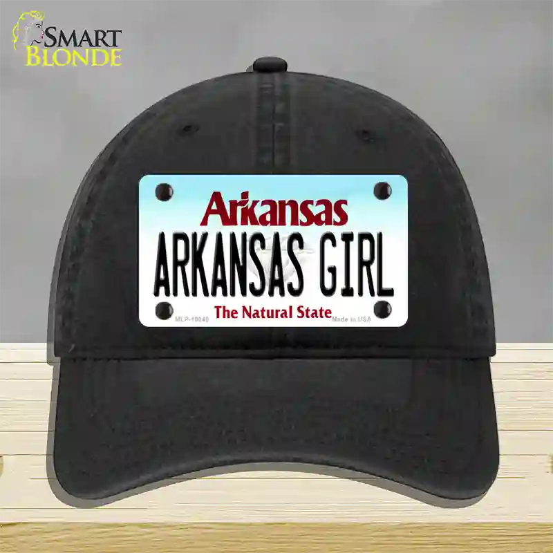 Arkansas Girl Arkansas Novelty License Plate Hat Unconstructed Cotton / Black