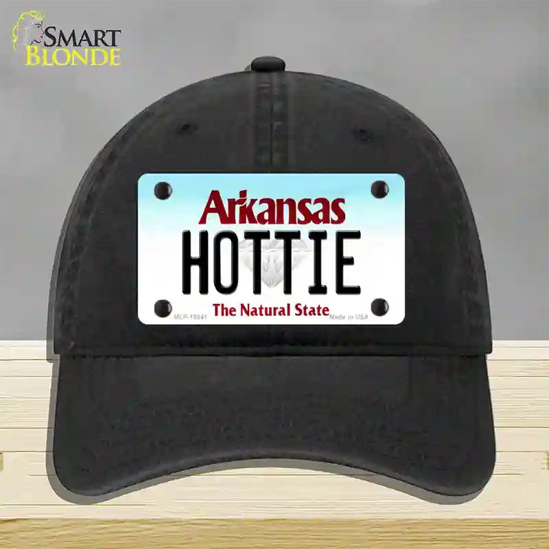 Hottie Arkansas Novelty License Plate Hat Unconstructed Cotton / Black