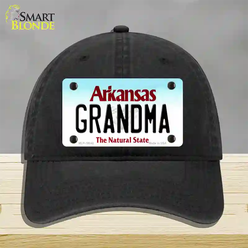 Grandma Arkansas Novelty License Plate Hat Unconstructed Cotton / Black