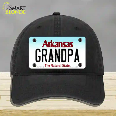 Grandpa Arkansas Novelty License Plate Hat Unconstructed Cotton / Black