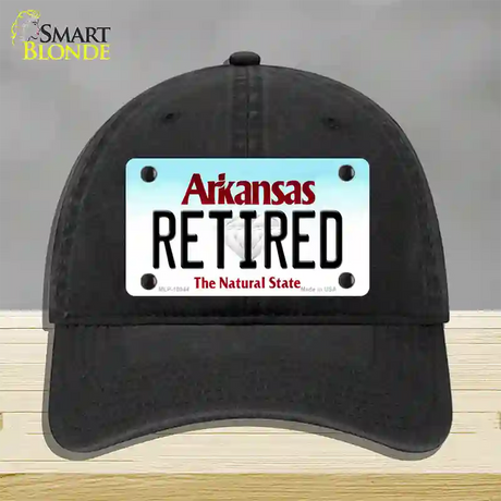 Retired Arkansas Novelty License Plate Hat Unconstructed Cotton / Black