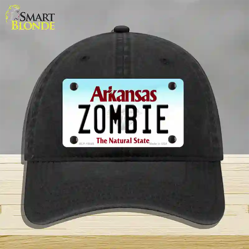 Zombie Arkansas Novelty License Plate Hat Unconstructed Cotton / Black