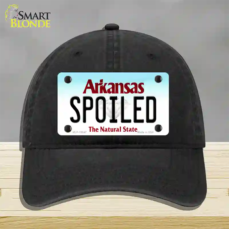 Spoiled Arkansas Novelty License Plate Hat Unconstructed Cotton / Black