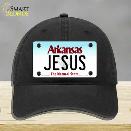 Jesus Arkansas Novelty License Plate Hat Unconstructed Cotton / Black