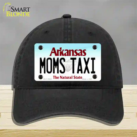 Moms Taxi Arkansas Novelty License Plate Hat Unconstructed Cotton / Black