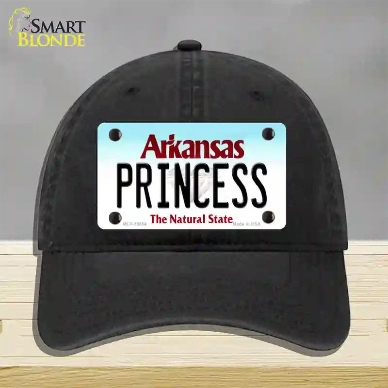 Princess Arkansas Novelty License Plate Hat Unconstructed Cotton / Black