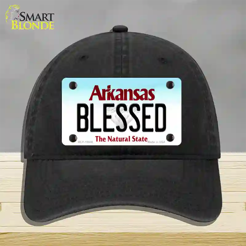 Blessed Arkansas Novelty License Plate Hat Unconstructed Cotton / Black