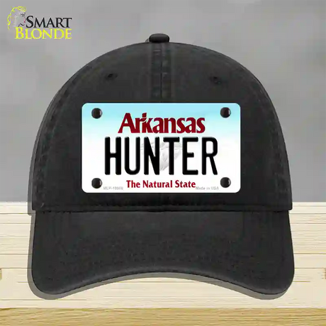 Hunter Arkansas Novelty License Plate Hat Unconstructed Cotton / Black