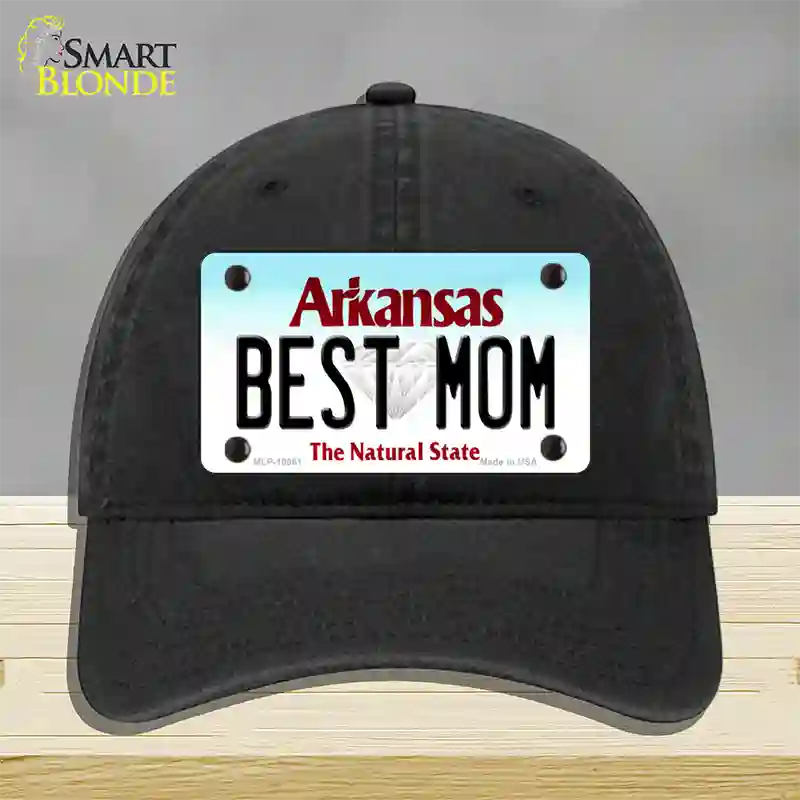 Best Mom Arkansas Novelty License Plate Hat Unconstructed Cotton / Black