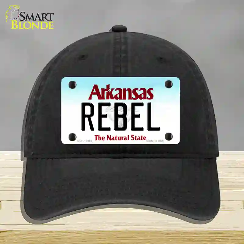 Rebel Arkansas Novelty License Plate Hat Unconstructed Cotton / Black