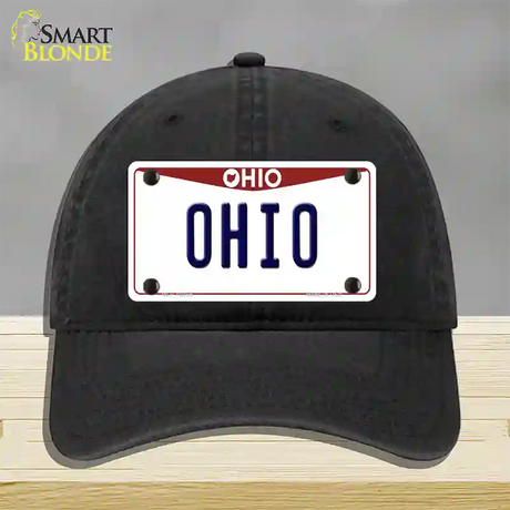 Ohio Maroon Novelty License Plate Hat Unconstructed Cotton / Black