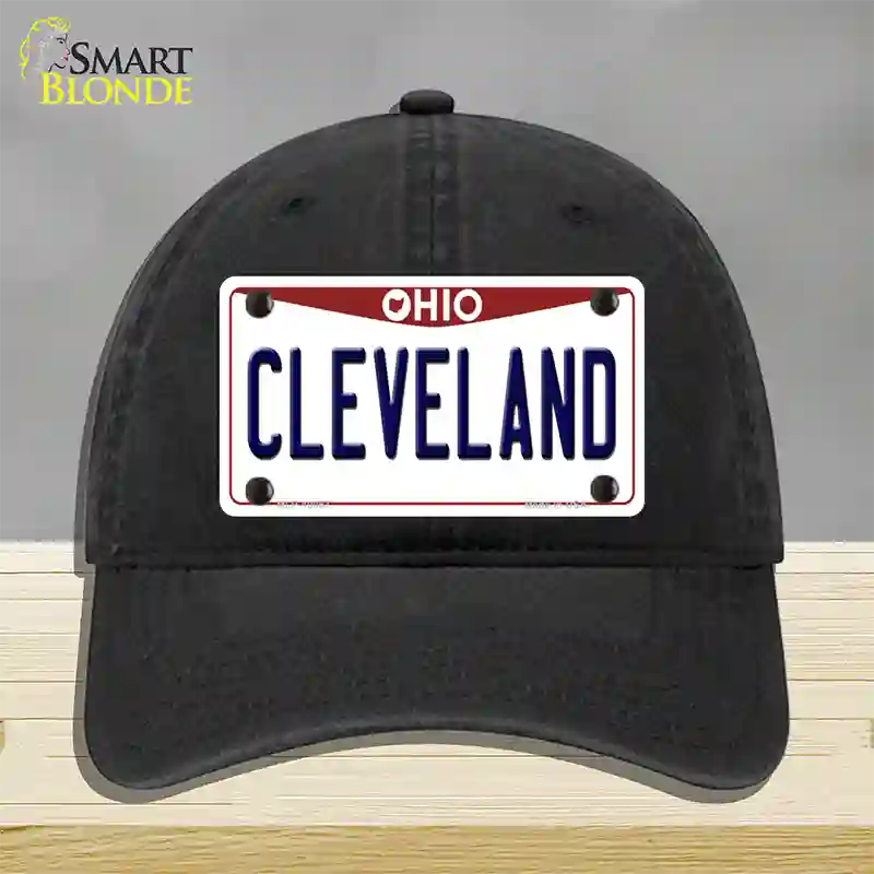 Cleveland Ohio Novelty License Plate Hat Unconstructed Cotton / Black