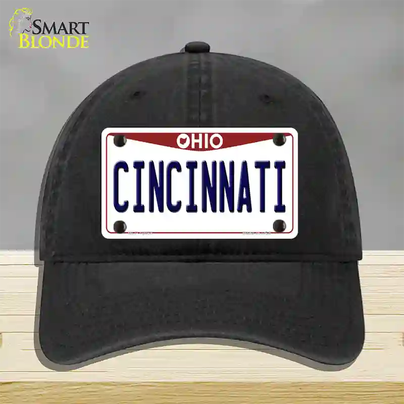 Cincinnati Ohio Novelty License Plate Hat Unconstructed Cotton / Black