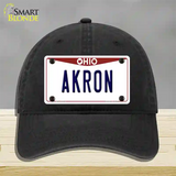 Akron Ohio Novelty License Plate Hat Unconstructed Cotton / Black