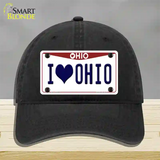 I Love Ohio Novelty License Plate Hat Unconstructed Cotton / Black