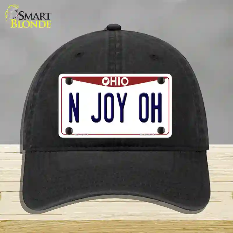 N Joy OH Ohio Novelty License Plate Hat Unconstructed Cotton / Black