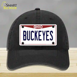 Buckeyes Ohio Novelty License Plate Hat Unconstructed Cotton / Black